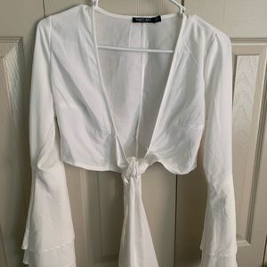 Nasty Gal Long Sleeve Tie Top